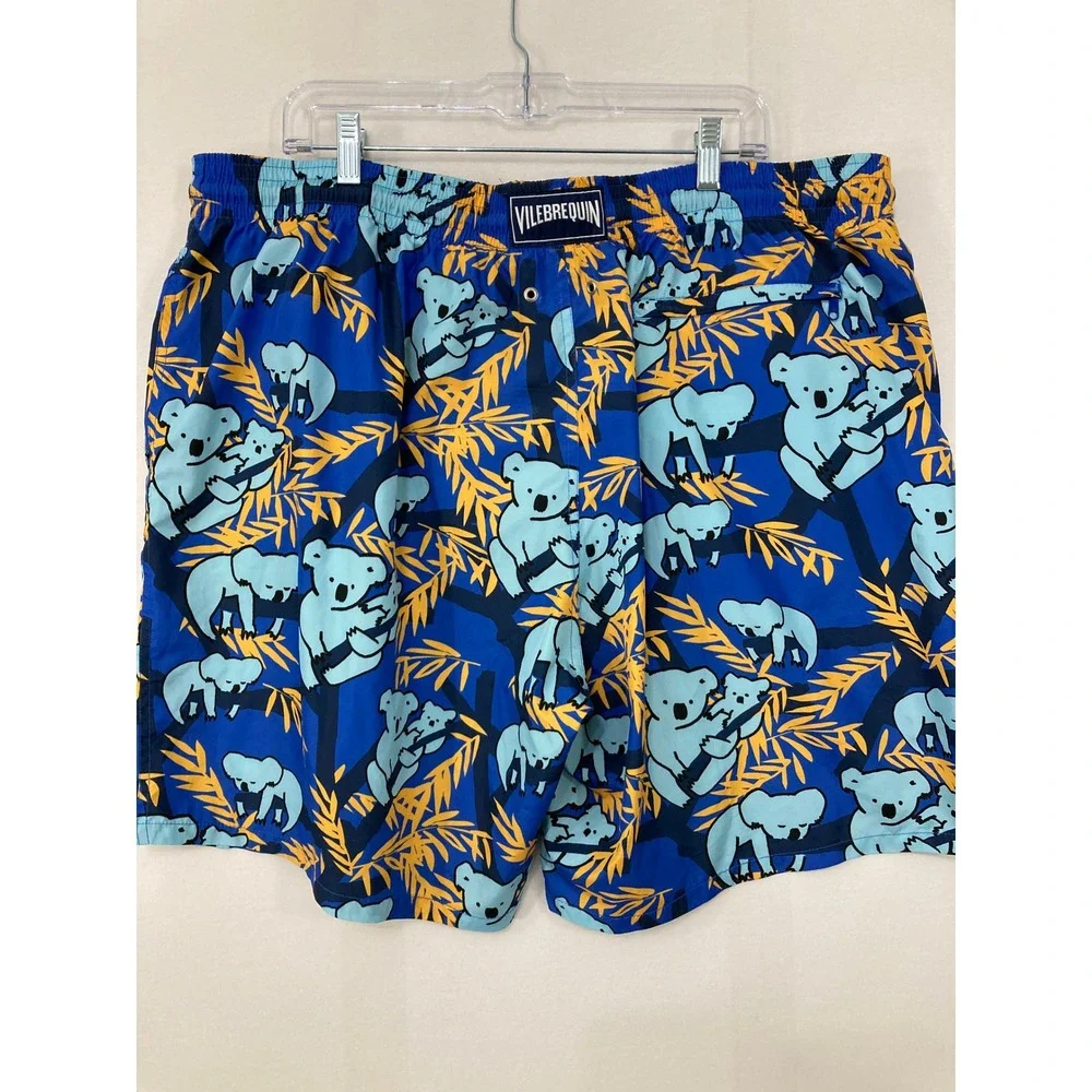 Vilebrequin Koala Print Swim Trunks 5XL Blue Yellow Moorea Board Shorts Vacation